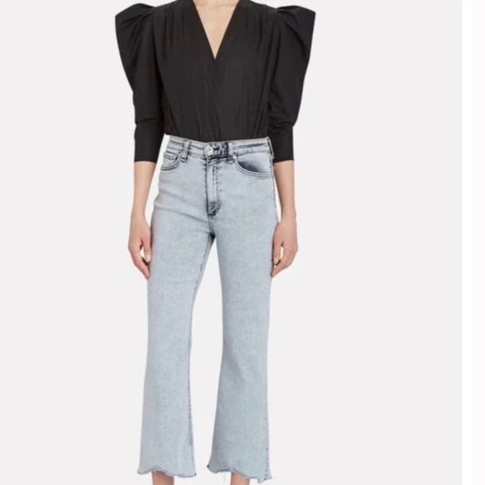 Rag & Bone Nina High Rise Ankle Flare Jeans in Marble White Size 26